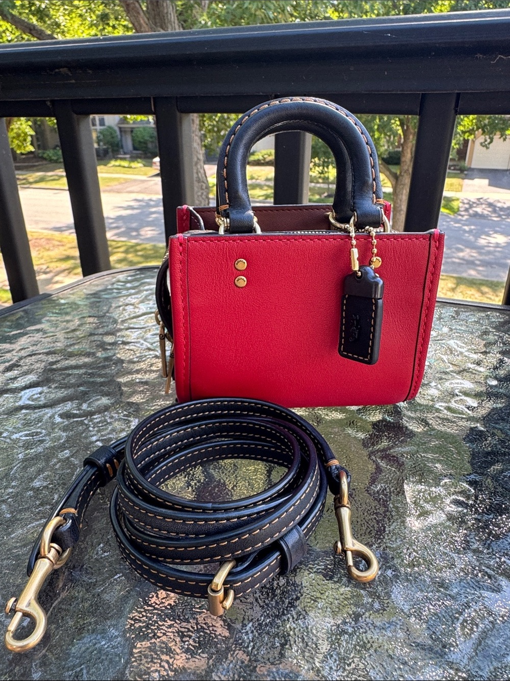 COACH Rogue 12 (tiny) in Glovetanned SMOOTH Brick Red Colorblock NEW, NWT